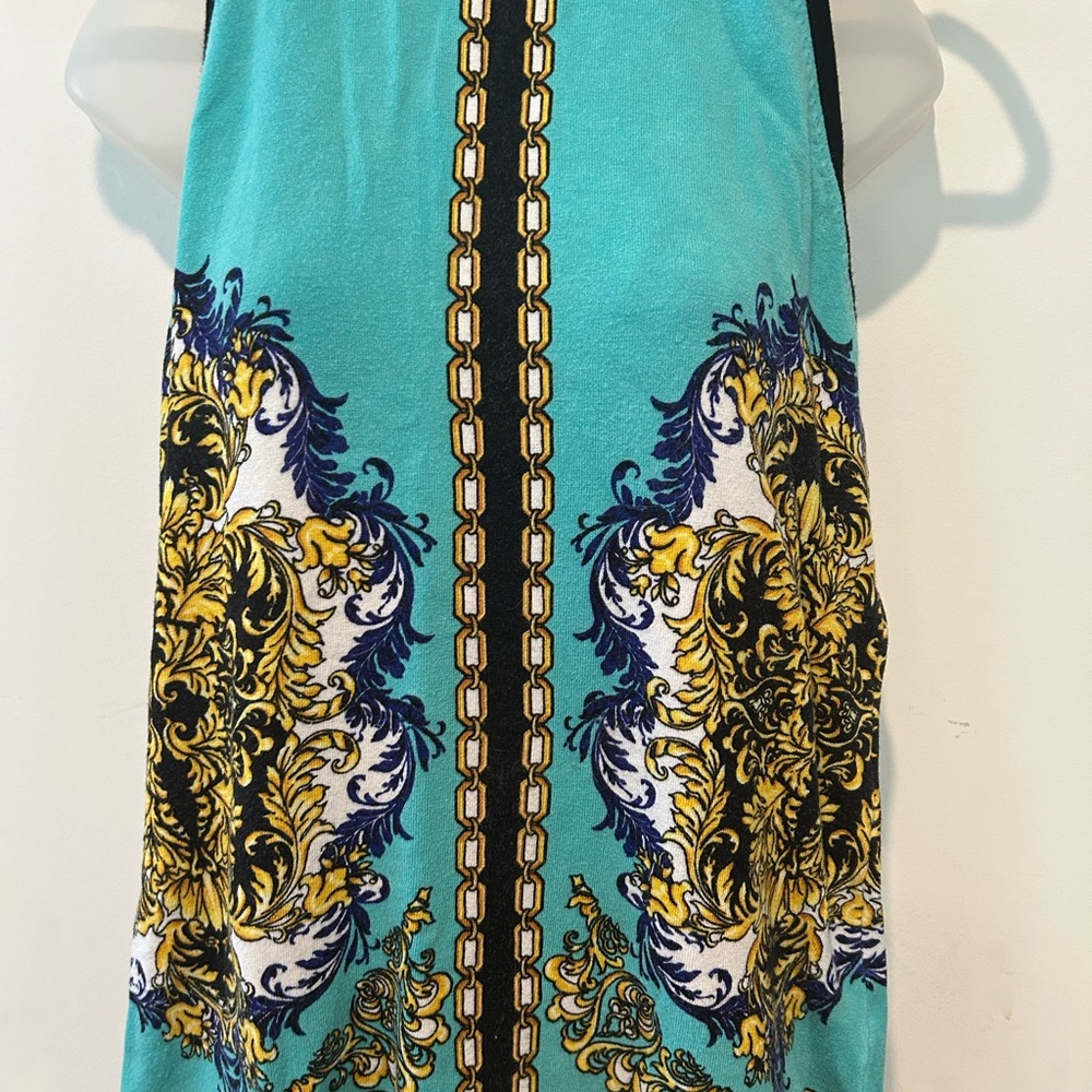 Cache Turquoise and Gold Patterned Tank Top - Picture 3 of 7